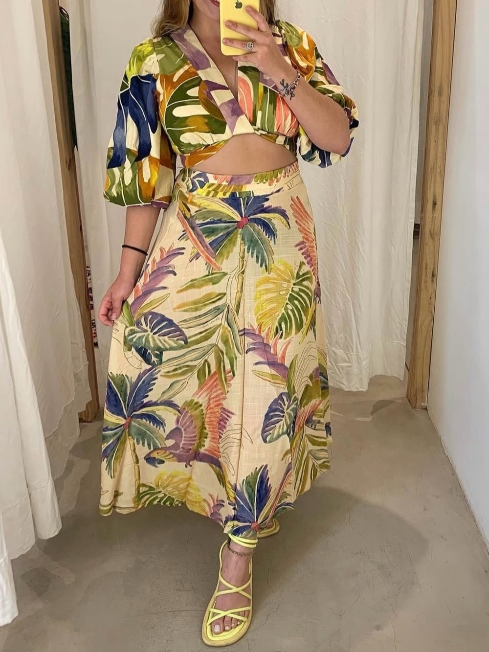 FARM Rio Tropical Leaf Print Top Size M